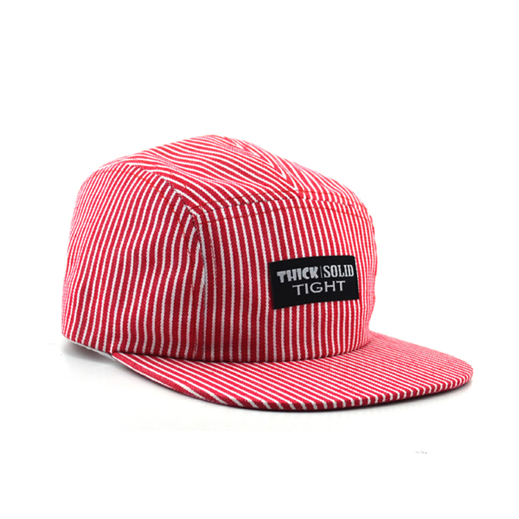 Haixing Headwear Small Order Mens 5 Panel Cap Hat Snapback Cap 5-panel Hat 100% Cotton Printed Unisex Striped COMMON Adults